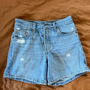 Levi 501 distressed high waisted shorts